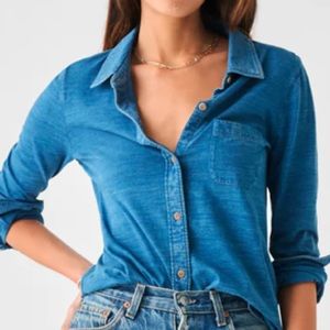 Faherty Blue Button Down Shirt for Women